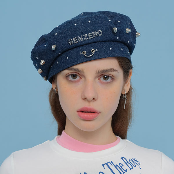 GENZERO Cowboy rhinestone rivet beret