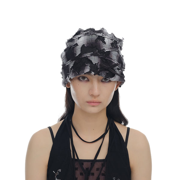 GENZERO Checked lace bow pile hat